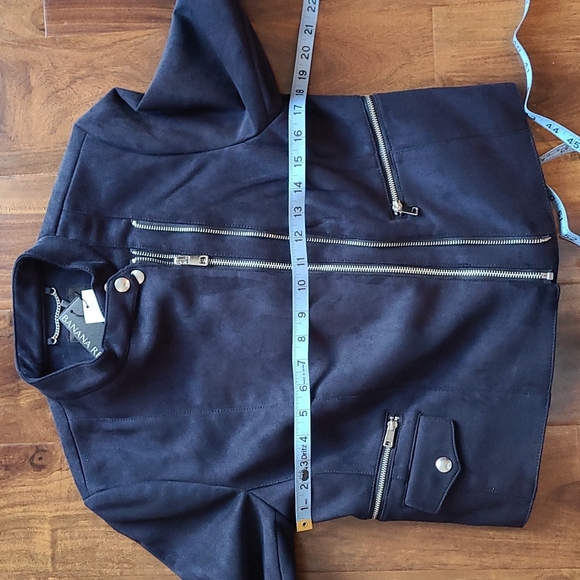🎉Host Pick🎉 Banana Republic Navy Blue Vegan Suede Biker Jacket - Picture 6 of 9